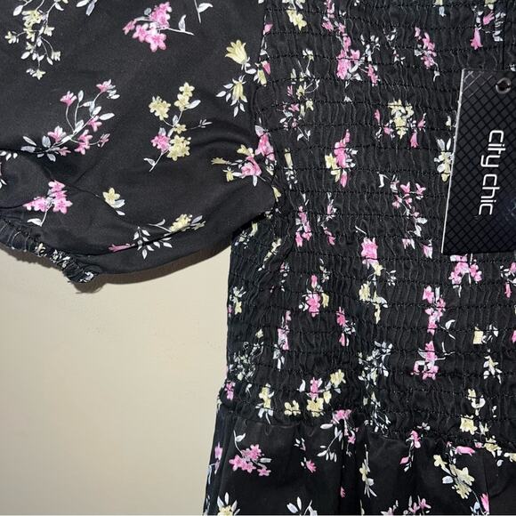 NWT CITY CHIC black summer denim ditsy dress M - Picture 5 of 7